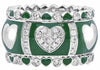 LARGE 1.03CT DIAMOND & GREEN ENAMEL 18KT WHITE GOLD 3D MULTI HEART ETERNITY RING