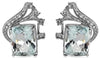 LARGE 9.09CT DIAMOND & AAA AQUAMARINE 18K WHITE GOLD 3D CUSHION & ROUND EARRINGS