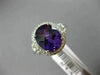 ESTATE LARGE 3.53CT DIAMOND & AMETHYST 14KT WHITE GOLD 3D HALO ENGAGEMENT RING