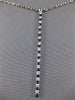 ESTATE LONG .61CT DIAMOND & AAA SAPPHIRE 18KT WHITE GOLD 3D CLASSIC BAR PENDANT