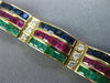 ESTATE WIDE 11.4CT DIAMOND & AAA MULTI GEM 18K YELLOW GOLD TENNIS BRACELET 25985