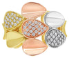 ESTATE WIDE .39CT DIAMOND 14KT TRI COLOR GOLD 3D MULTI TEAR DROP FUN RING