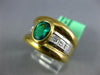 LARGE 1.45CT DIAMOND & AAA EMERALD 18KT 2 TONE GOLD ASSCHER OVAL ENGAGEMENT RING