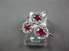 ESTATE 1.57CT DIAMOND & AAA RUBY 14KT WHITE GOLD 3D ROUND HALO FLOWER FUN RING