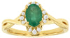 ESTATE .81CT DIAMOND & AAA EMERALD 14K YELLOW GOLD 3D ROUND & OVAL INFINITY RING