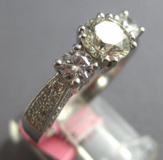 ESTATE 2.02CT DIAMOND 18KT WHITE GOLD 3D ROUND CLASSIC 3 STONE ENGAGEMENT RING