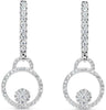 ESTATE .49CT DIAMOND 14KT WHITE GOLD 3D FLOWER CIRCLE OF LIFE HANGING EARRINGS