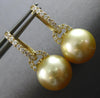 .44CT DIAMOND & AAA GOLDEN SOUTH SEA PEARL 18KT YELLOW GOLD 3D HANGING EARRINGS