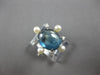 4.83CT DIAMOND & AAA BLUE TOPAZ & SOUTH SEA PEARL 18K WHITE GOLD FLOWER FUN RING