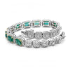 WIDE 11.32CT DIAMOND & AAA EMERALD 18KT 2 TONE GOLD OCTAGON CUFF TENNIS BRACELET