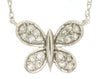 ESTATE .15CT DIAMOND 14KT WHITE GOLD 3D CLASSIC BUTTERFLY LOVE NECKLACE