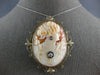 LARGE .20CT OLD MINE DIAMOND 14KT WHITE GOLD 3D LADY CAMEO PENDANT BROOCH #27317