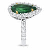 6.48CT DIAMOND & AAA EMERALD 18KT WHITE GOLD PEAR SHAPE & ROUND ENGAGEMENT RING