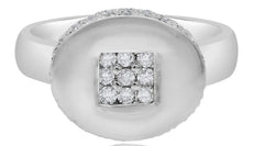 ESTATE .57CT DIAMOND 14KT WHITE GOLD 3D ROUND OVAL FILIGREE SQUARE FUN RING