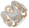 WIDE .60CT DIAMOND 14KT WHITE ROSE GOLD MULTI WAVE OVAL WEDDING ANNIVERSARY RING