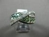 ESTATE WIDE 2.97CT DIAMOND & GREEN AMETHYST 14KT WHITE GOLD X RAINBOW LOVE RING