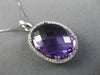 ESTATE EXTRA LARGE 15.68CT DIAMOND & AMETHYST 14KT WHITE GOLD HALO OVAL PENDANT