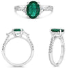 1.86CT DIAMOND & AAA EMERALD PLATINUM 3D ROUND TRILLION & OVAL ENGAGEMENT RING