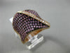 ESTATE LARGE 2.73CT DIAMOND & PINK SAPPHIRE 18KT 2 TONE GOLD MULTI ROW LEAF RING