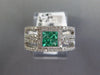 WIDE .89CT DIAMOND AAA EMERALD 14KT WHITE GOLD ROUND & PRINCESS ANNIVERSARY RING