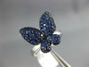 ESTATE .94CT AAA SAPPHIRE 18KT WHITE GOLD 3D BUTTERFLY LOVE RING