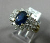 ESTATE WIDE 2.93CT DIAMOND & SAPPHIRE 18KT TWO TONE GOLD 3D HALO ENGAGEMENT RING
