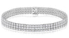 ESTATE 3.01CT DIAMOND 14KT WHITE GOLD ROUND CLASSIC 3 ROW CUFF TENNIS BRACELET