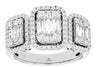 WIDE 1.20CT DIAMOND 14KT WHITE GOLD 3D PAST PRESENT FUTURE HALO ANNIVERSARY RING