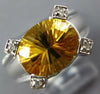 ESTATE LARGE 3.32CT DIAMOND & AAA CITRINE 18KT WHITE GOLD OVAL & ROUND FUN RING