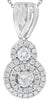 .75CT DIAMOND 14KT WHITE GOLD DOUBLE SOLITAIRE HALO FLOWER FUN FLOATING PENDANT