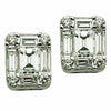 ESTATE .28CT ROUND & BAGUETTE DIAMOND 18KT WHITE GOLD 3D SQUARE STUD EARRINGS