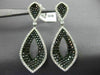 LARGE 6.70CT WHITE & BLACK DIAMOND 14KT WHITE GOLD 3D DROP LEAF HANGING EARRINGS
