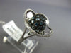 LARGE 1.25CT WHITE & BLUE DIAMOND 14KT WHITE GOLD 4 LEAF CLOVER FLOWER LOVE RING