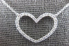 ESTATE 0.32CT DIAMOND 18KT WHITE GOLD 3D CLASSIC OPEN HEART LOVE NECKLACE