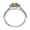 .80CT WHITE & FANCY YELLOW DIAMOND 18K 2 TONE GOLD 3D SOLIATIRE DOUBLE HALO RING