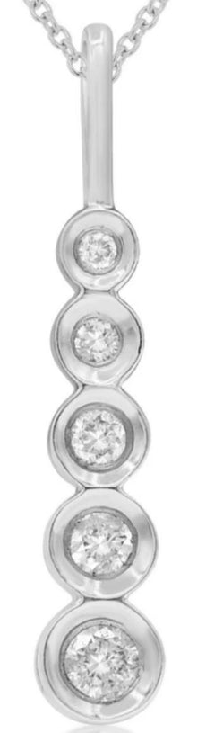 .15CT DIAMOND 14K WHITE GOLD 3D CLASSIC GRADUATING JOURNEY LOVE FLOATING PENDANT