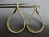 ESTATE 1.25CT DIAMOND 14K YELLOW GOLD 3D TEAR DROP SIDEWAY HOOP HANGING EARRINGS