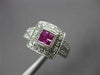 ESTATE WIDE .84CT DIAMOND & AAA RUBY 14K WHITE GOLD PRINCESS & ROUND SQUARE RING