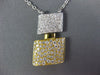 ESTATE LARGE .88CT DIAMOND 18KT WHITE & YELLOW GOLD 3D DOUBLE SQUARE FUN PENDANT