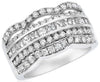 WIDE 1.86CT DIAMOND 14KT WHITE GOLD MULTI ROW ROUND & PRINCESS ANNIVERSARY RING