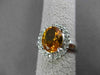ESTATE LARGE 2.48CT DIAMOND & AAA EXTRA FACET CITRINE 14KT WHITE GOLD HALO RING