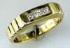 .45CT DIAMOND 14KT YELLOW GOLD 3D CLASSIC 3 STONE PRINCESS CHANNEL MENS RING