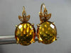 ANTIQUE LARGE 15.15CT DIAMOND & AAA CITRINE 14KT YELLOW GOLD 3D HANGING EARRINGS