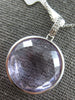 LARGE 14.57CT DIAMOND & AAA AMETHYST 14K WHITE GOLD ROUND BEZEL FLOATING PENDANT