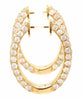 ESTATE 4.24CT DIAMOND 18KT YELLOW GOLD ROUND CLASSIC OVAL HOOP HANGING EARRINGS