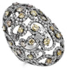 EXTRA LARGE 4.95CT WHITE & FANCY YELLOW DIAMOND 18KT WHITE GOLD 3D FILIGREE RING