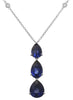10.66CT DIAMOND & AAA SAPPHIRE 18K WHITE GOLD PEAR SHAPE & ROUND LARIAT NECKLACE