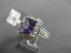 ESTATE 2.60CT DIAMOND & AAA AMETHYST 14K WHITE HALO DESIGN FILIGREE EMERALD RING