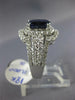ESTATE LARGE 4.03CT DIAMOND & AAA SAPPHIRE 18KT WHITE GOLD 3D ENGAGEMENT RING