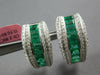 LARGE 4.14CT DIAMOND & AAA EMERALD 18KT WHITE GOLD 3D CLIP ON HANGING EARRINGS